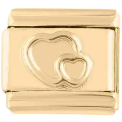 Double Heart Italian Charm