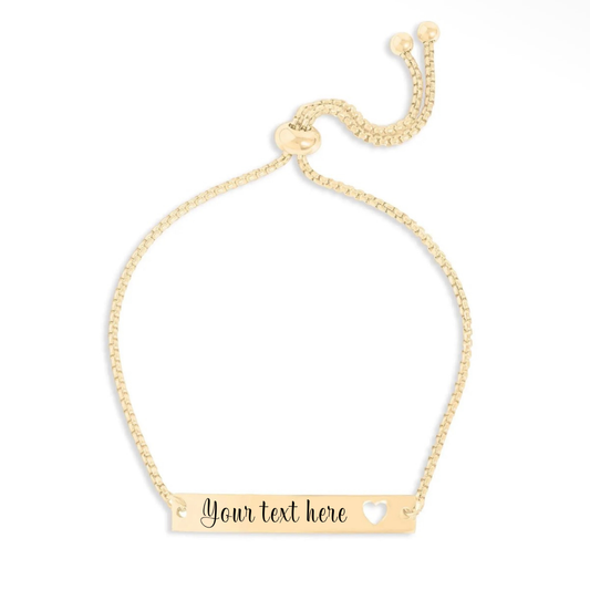 Hand-Stamped Adjustable Heart Cutout Bar Bracelet