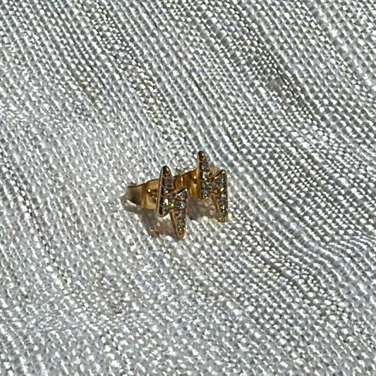 Waterproof Pavé Lightning Bolt Stud Earrings