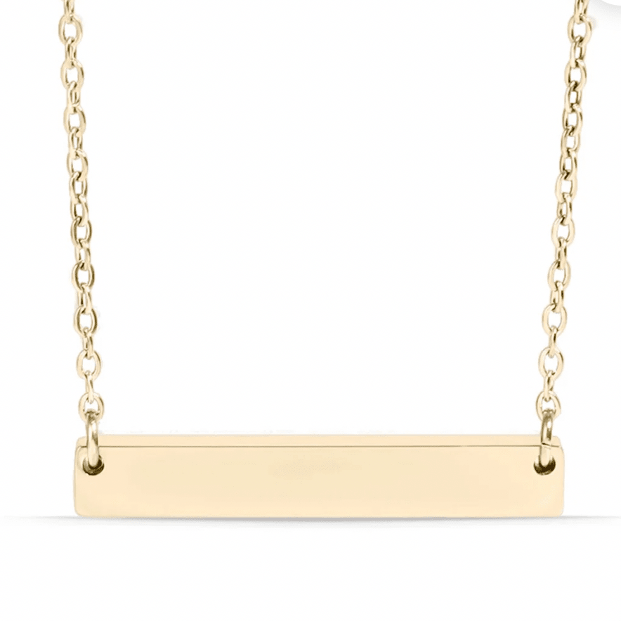 14k Gold-Filled Hand-Stamped Blank Bar Necklace - The Ky Collection