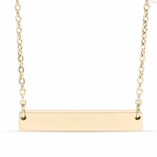 14k Gold-Filled Hand-Stamped Blank Bar Necklace - The Ky Collection