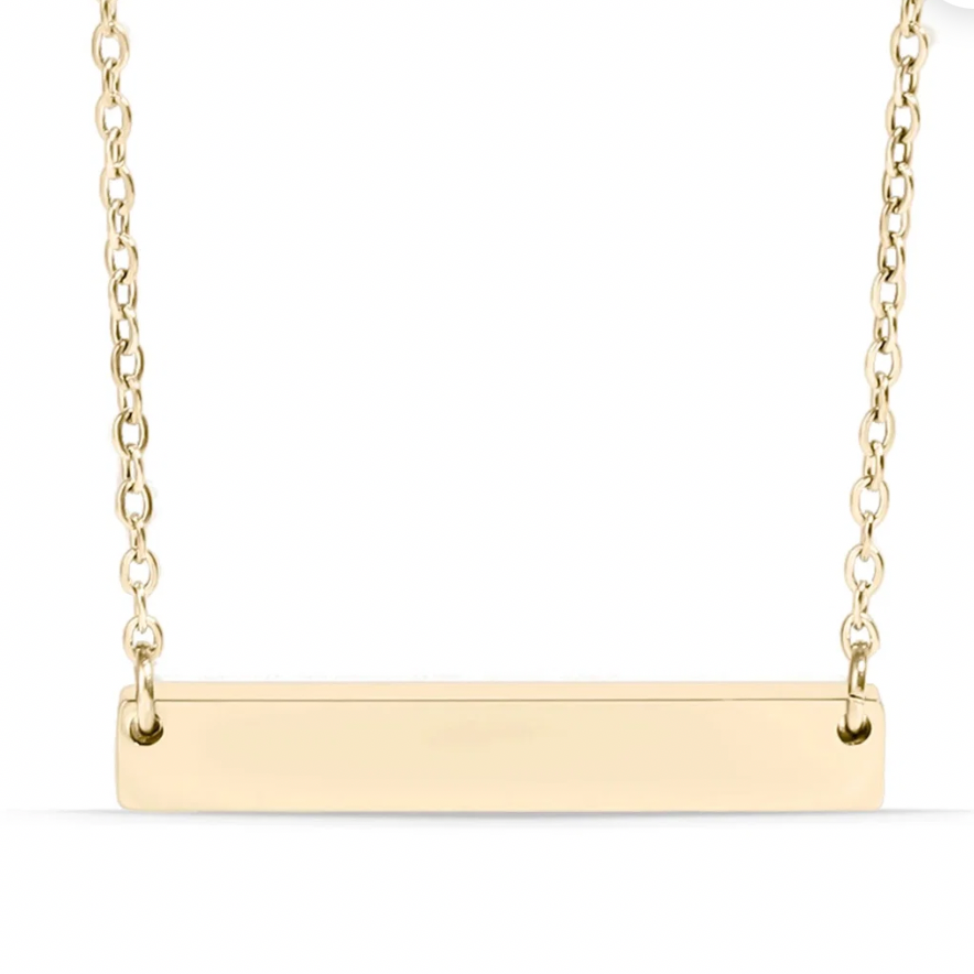 14k Gold-Filled Hand-Stamped Blank Bar Necklace