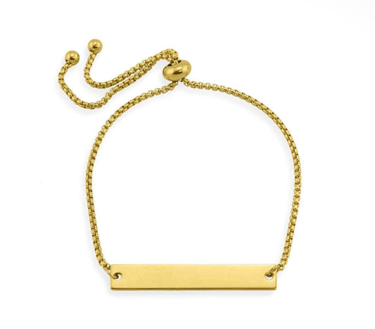 Hand-Stamped Adjustable Heart Cutout Bar Bracelet - The Ky Collection