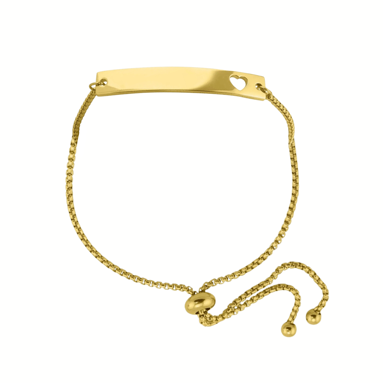 Hand-Stamped Adjustable Heart Cutout Bar Bracelet - The Ky Collection
