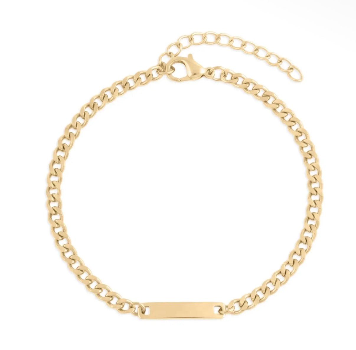 Hand-Stamped Curb Chain Bar Bracelet - The Ky Collection