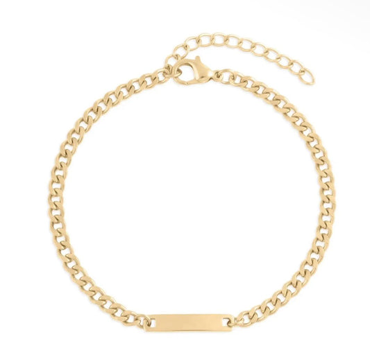 Hand-Stamped Curb Chain Bar Bracelet - The Ky Collection