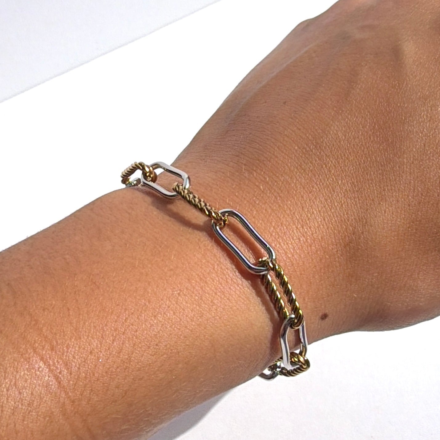 Mixed Metal Twist Paperclip Bracelet - The Ky Collection