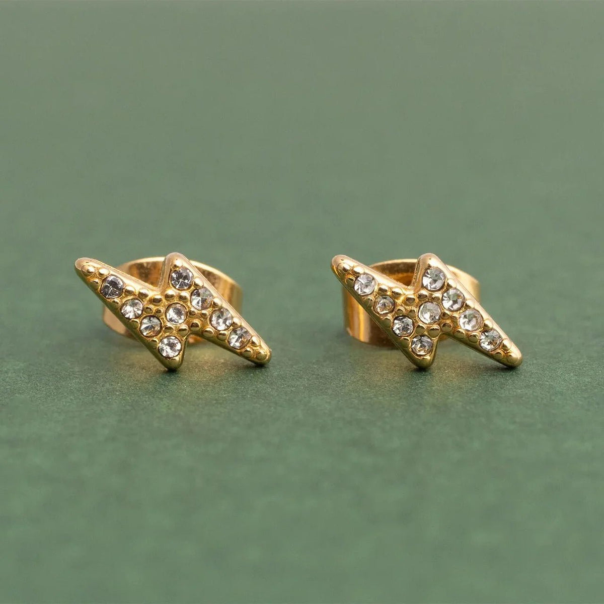 Pavé Lightning Bolt Stud Earrings - The Ky Collection