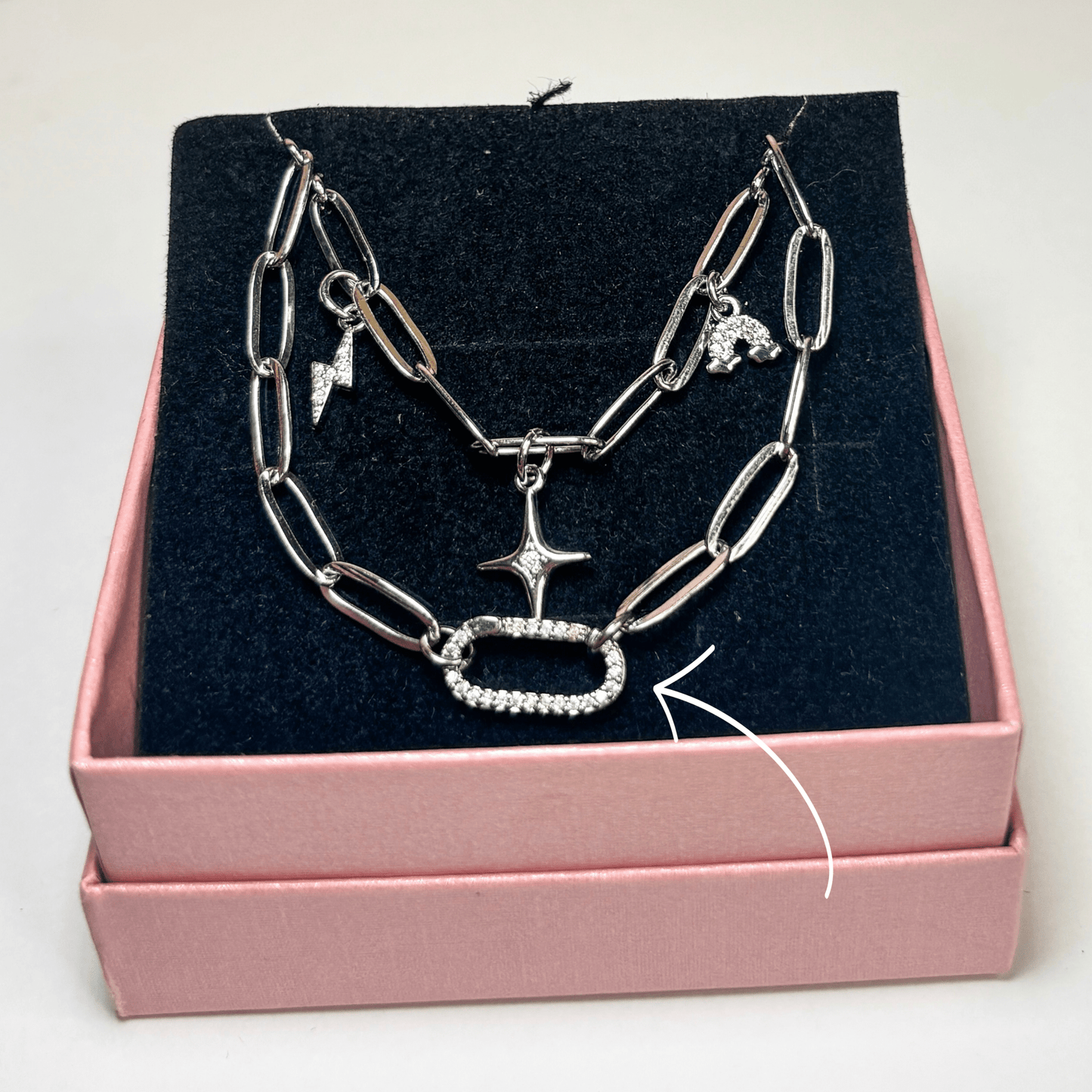 Silver Pavé Paperclip Bracelet - The Ky Collection