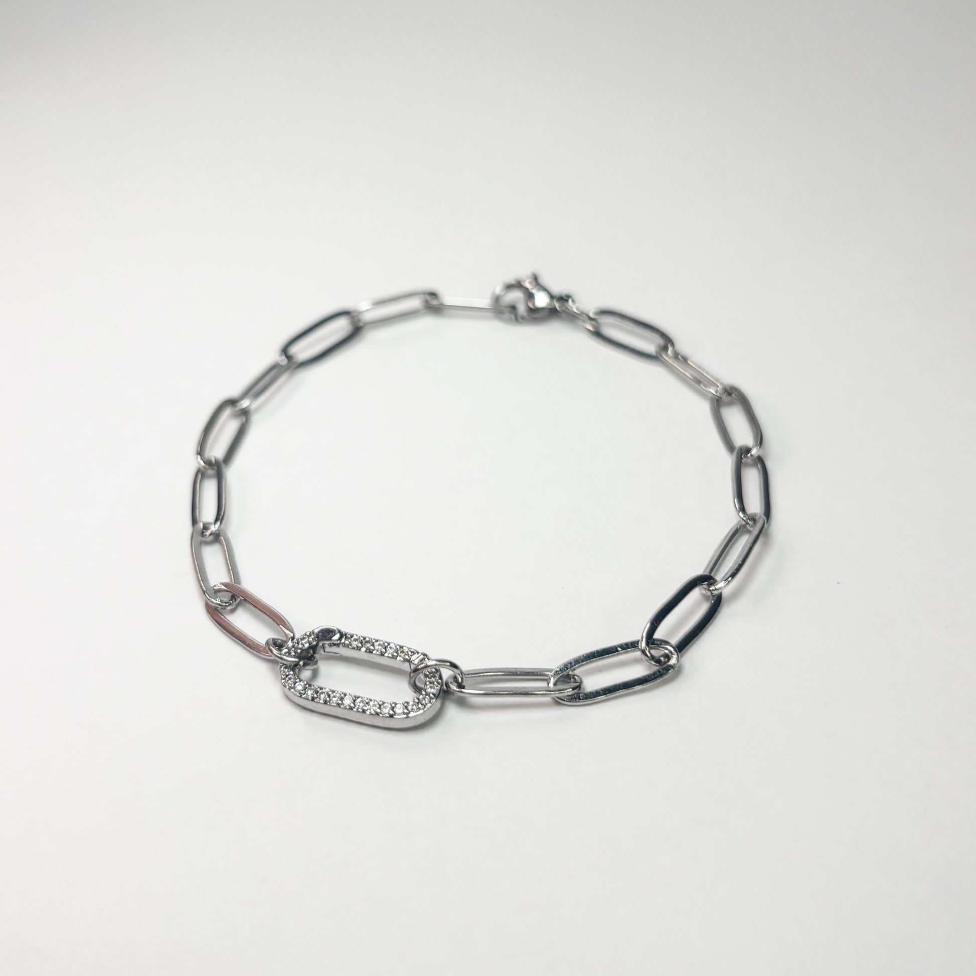 Silver Pavé Paperclip Bracelet - The Ky Collection