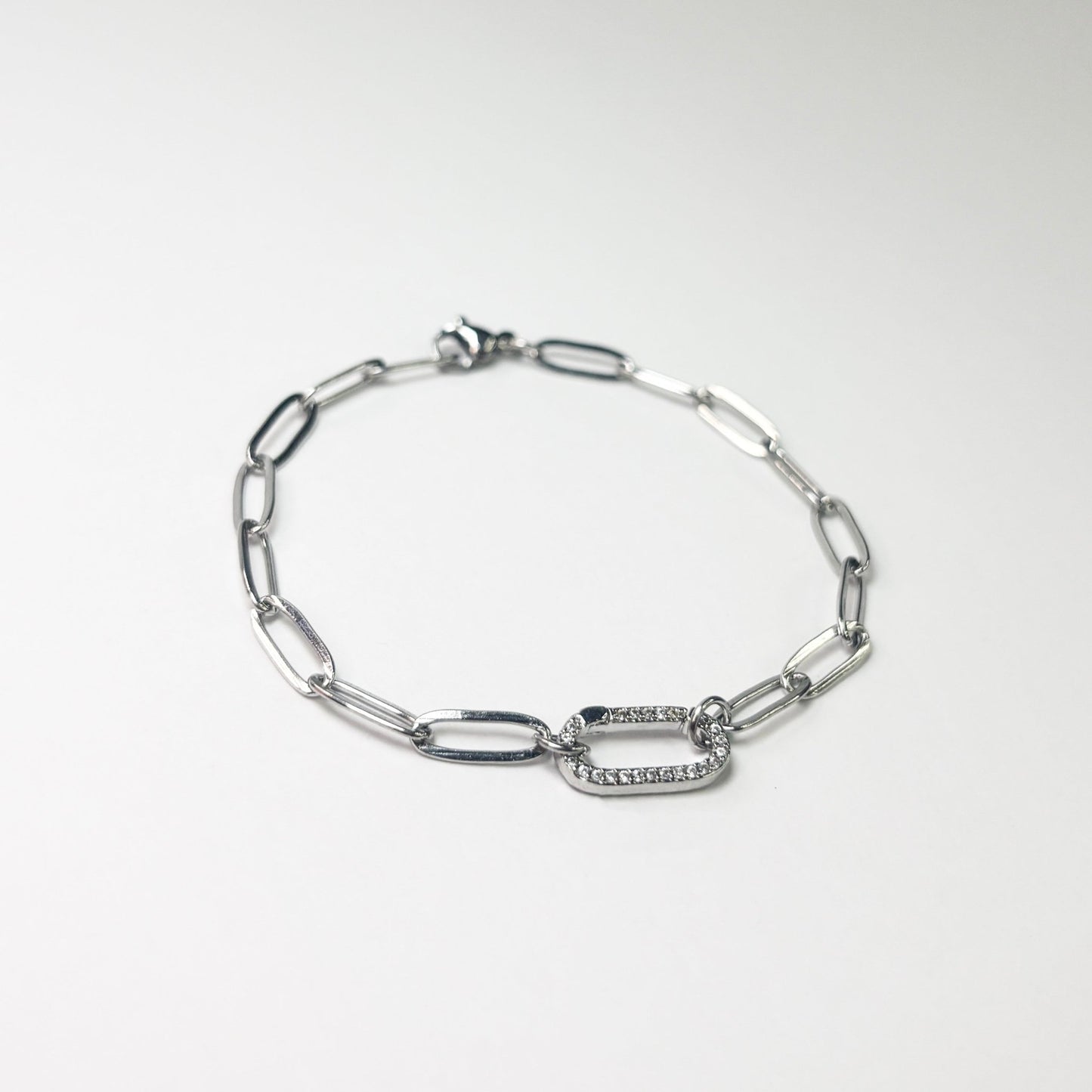 Silver Pavé Paperclip Bracelet - The Ky Collection