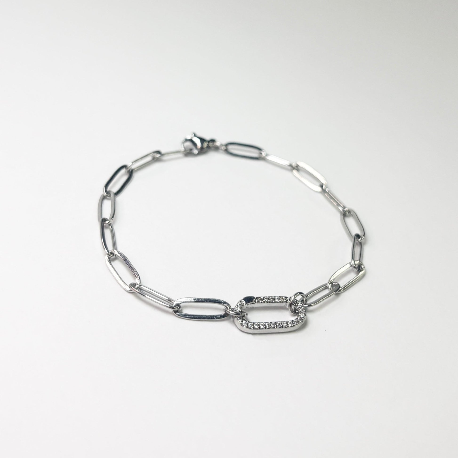 Silver Pavé Paperclip Bracelet - The Ky Collection