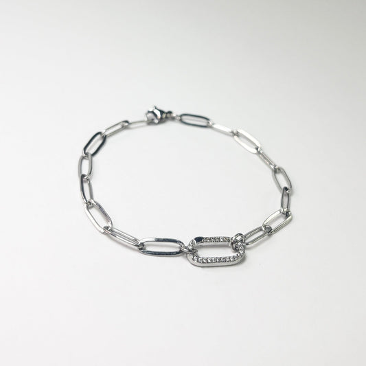 Silver Pavé Paperclip Bracelet - The Ky Collection