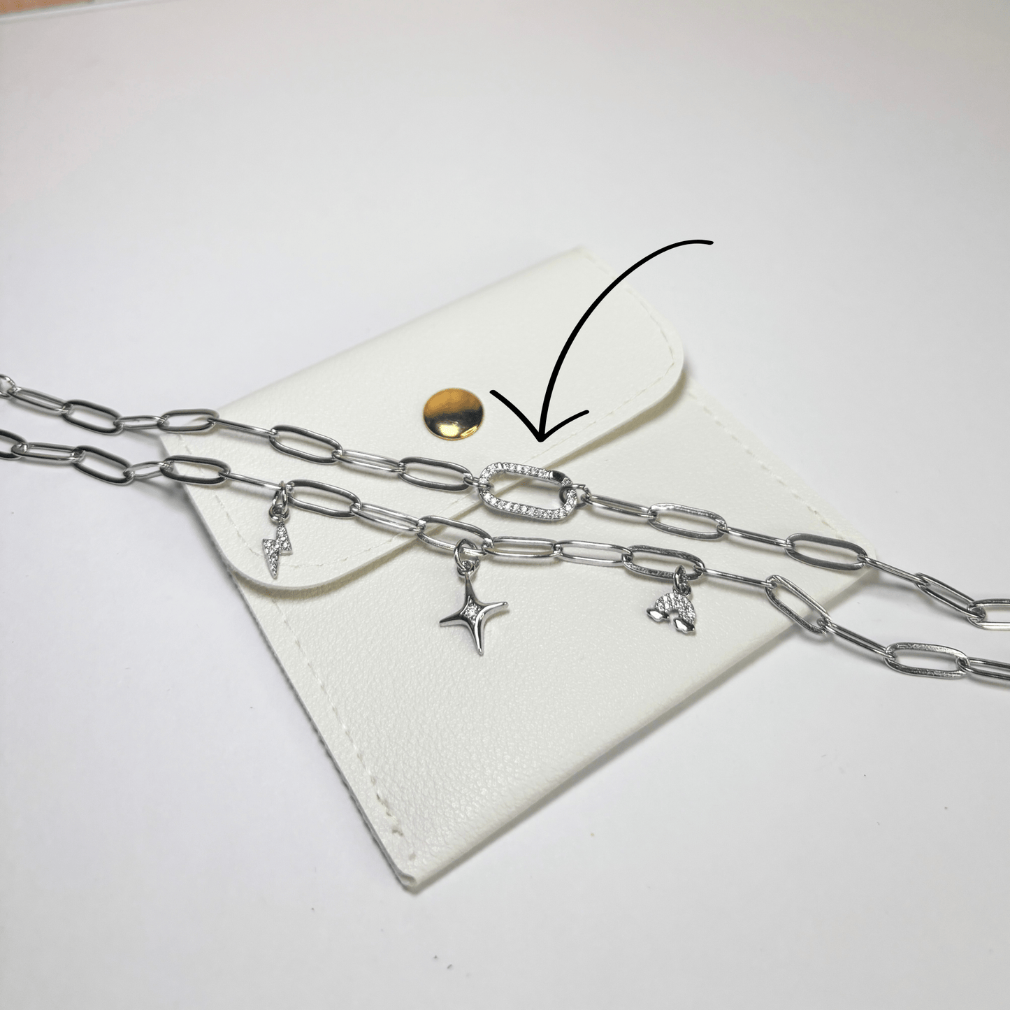 Silver Pavé Paperclip Bracelet - The Ky Collection