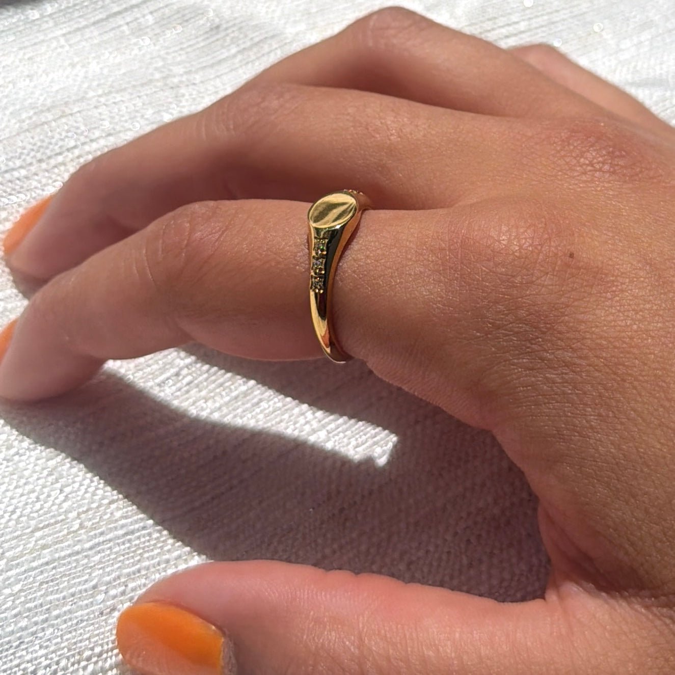 Waterproof Gold Signet Ring - The Ky Collection
